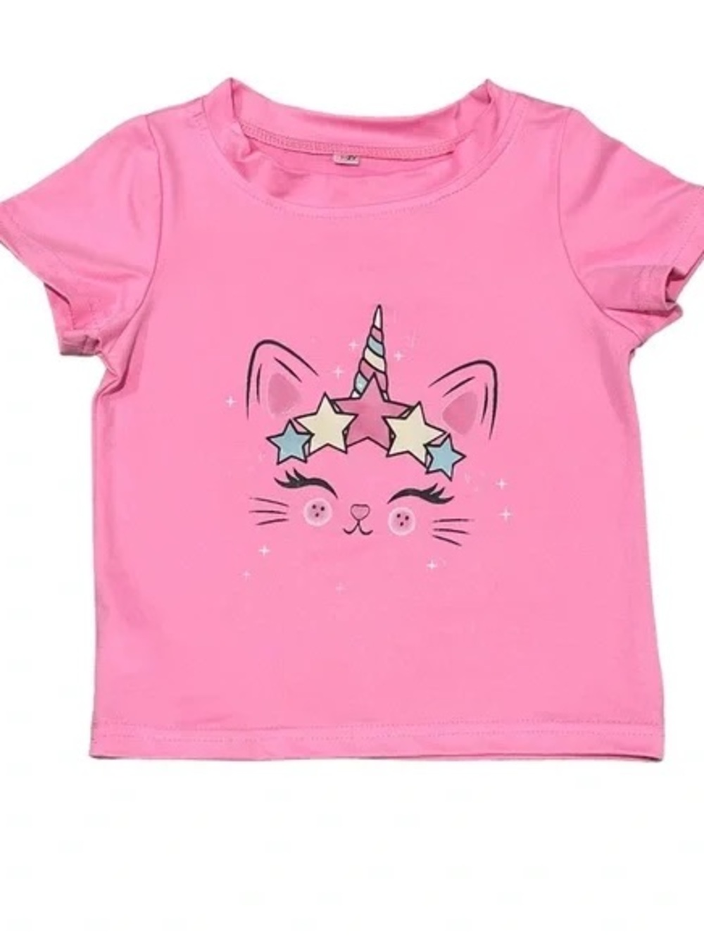 Girls Pink Unicorn Cat Graphic Tee